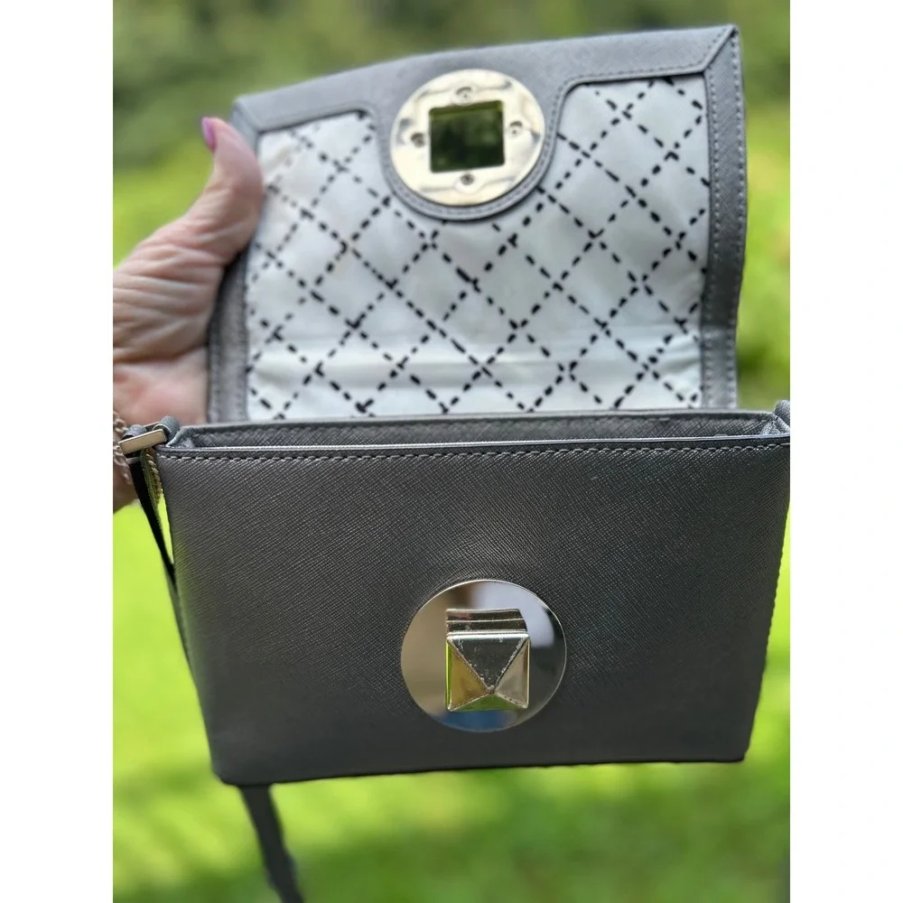 Kate Spade Newbury Lane Sally Crossbody Bag Small Pewter Grey  Saffiano Leather
